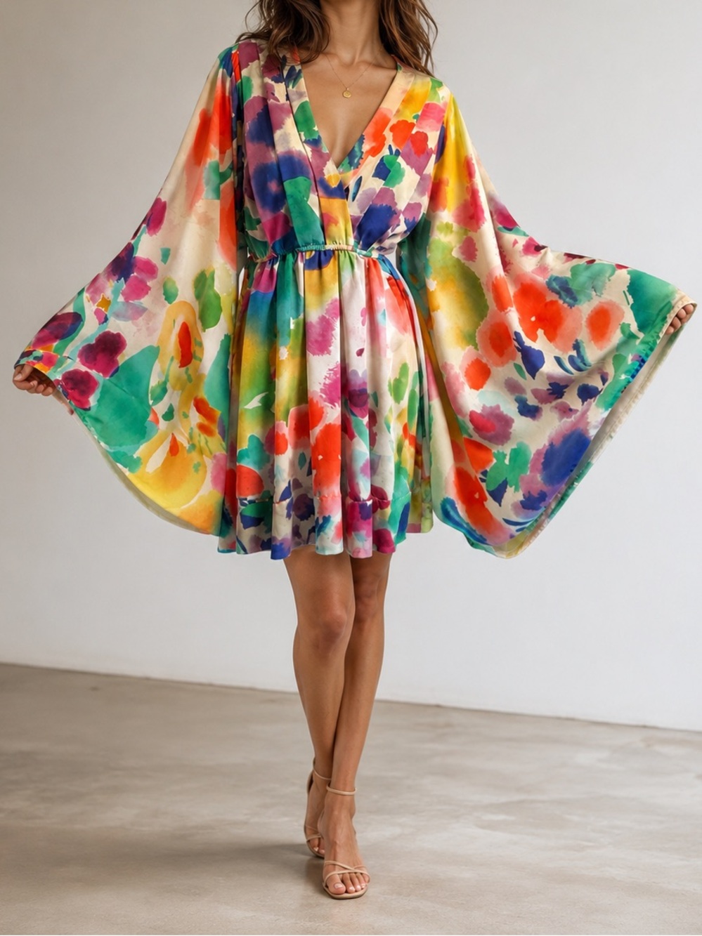 The Garden Collection Vintage Colorburst V-Neck Dress